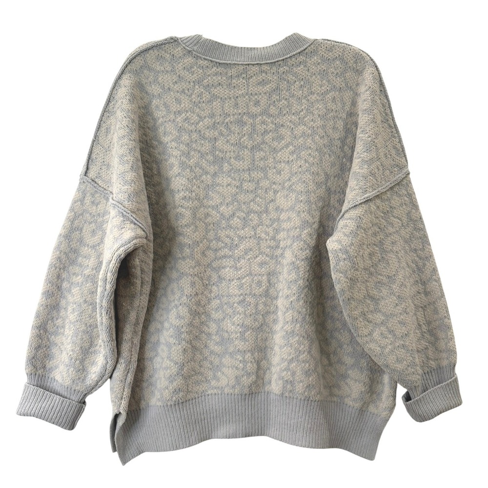Abercrombie & Fitch Soft AF Collection Leopard Print Crewneck Sweater Blue Large